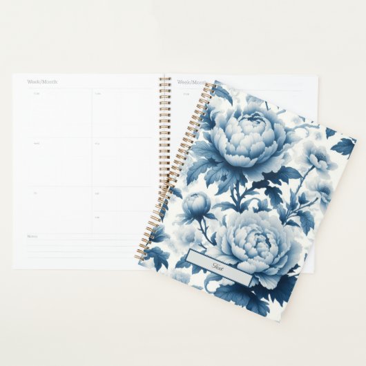 Blauwe Chinoserie Wilde bloemen Planner (Display)