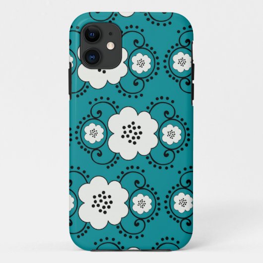 Blauwe chique bloemen Case-Mate iPhone case (Achterkant)