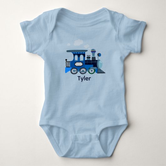 Blauwe Choo Choo  Romper (Voorkant)