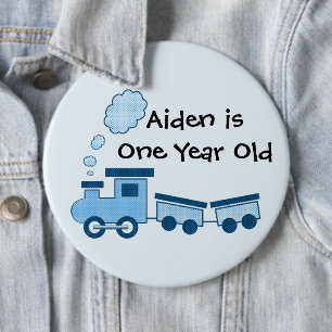 Blauwe Choo Choo Trein Verjaardag Knop Ronde Button 6,0 Cm