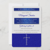 Blauwe christelijke kruis viering van het leven fo kaart (Achterkant)