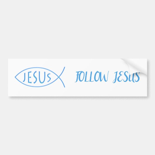 Blauwe Christelijke vis | Volg Jezus Bumpersticker (Voorkant)