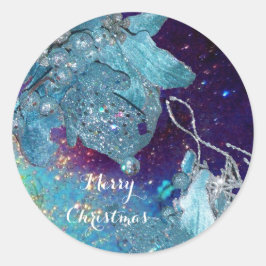 BLAUWE CHRISTMAS STAR , ELEGANTE STROOM IN SPARKLE RONDE STICKER