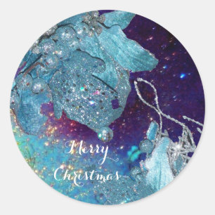 BLAUWE CHRISTMAS STAR , ELEGANTE STROOM IN SPARKLE RONDE STICKER