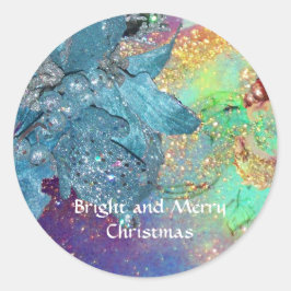 BLAUWE CHRISTMAS STAR , ELEGANTE STROOM IN SPARKLE RONDE STICKER