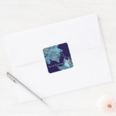 BLAUWE CHRISTMAS STAR , ELEGANTE STROOM IN SPARKLE VIERKANTE STICKER (Envelop)