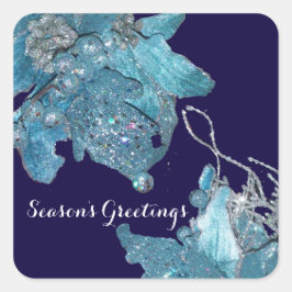 BLAUWE CHRISTMAS STAR , ELEGANTE STROOM IN SPARKLE VIERKANTE STICKER