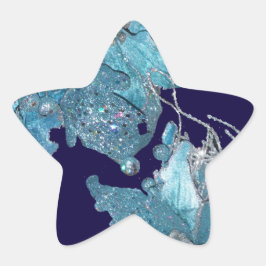 BLAUWE CHRISTMAS STAR IN SPARKLEN STER STICKER