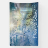 Blauwe Christus is verrezen Cross Lion Lamb Pasen Spandoek (Verticaal)
