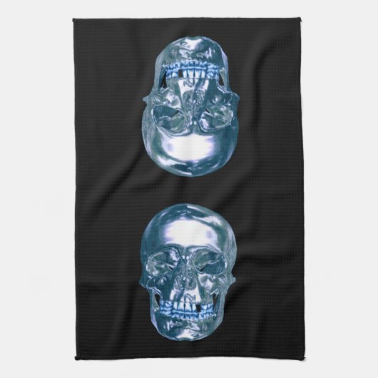 Blauwe Chrome Skull Keukendoek Theedoek (Verticaal)