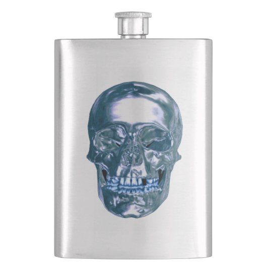 Blauwe Chroom Schedel Fles Flacon (Voorkant)