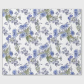 Blauwe chrysanten, waterverf cadeaupapier (Vlak)