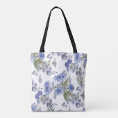 Blauwe chrysanten, waterverf tote bag (Achterkant)
