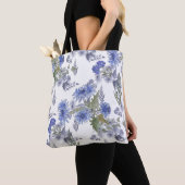 Blauwe chrysanten, waterverf tote bag (Dichtbij)