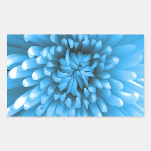 Blauwe Chrysanthemum Rechthoekige Sticker (Voorkant)