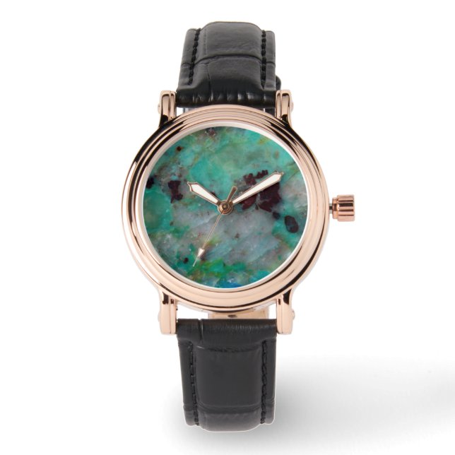 Blauwe Chrysocolla Jaspis Horloge (Voorkant)