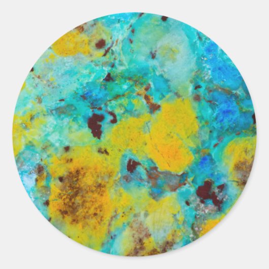 Blauwe Chrysocolla Jaspis Ronde Sticker (Voorkant)