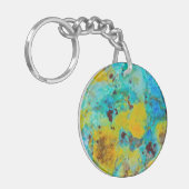 Blauwe Chrysocolla Jaspis Sleutelhanger (Voorkant Links)