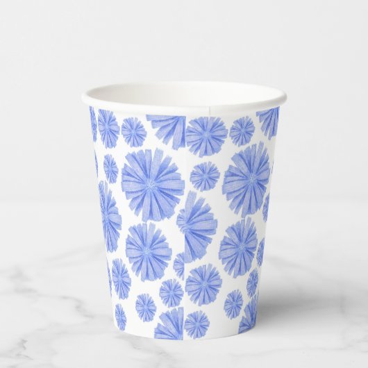 Blauwe cichoreibloem papieren bekers (Rechts)