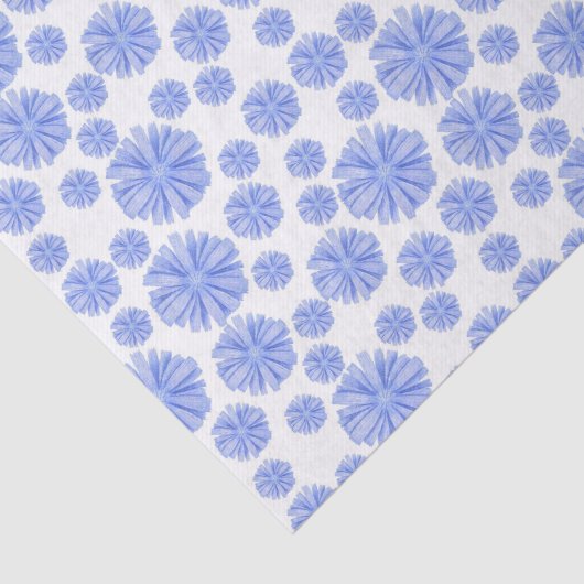 Blauwe cichoreibloem tissuepapier (Detail)