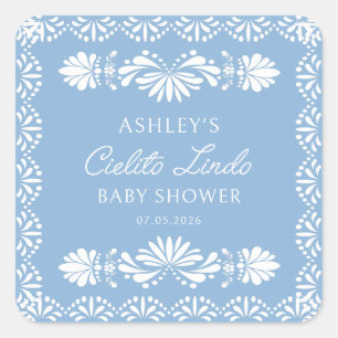 Blauwe Cielito Lindo Jongen Baby Shower Sticker