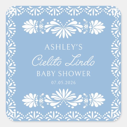 Blauwe Cielito Lindo Jongen Baby Shower Sticker (Voorkant)