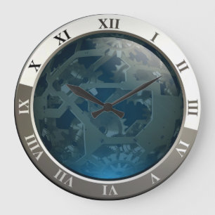 Blauwe circuits en versnellingen op maat grote klok