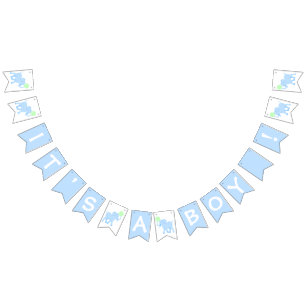 Blauwe Circus   Baby shower Elephant is een jongen Vlaggetjes
