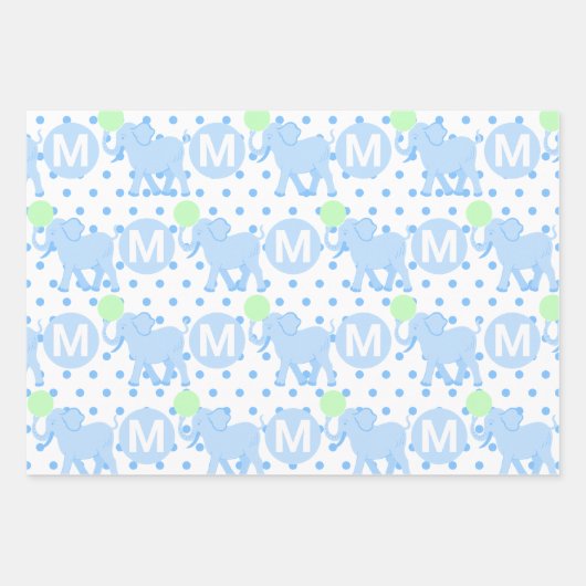 Blauwe Circus lupant Baby shower of baarddag Inpakpapier Vel (Voorkant 2)