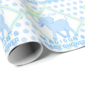 Blauwe Circus luphant Birthday of Baby shower Cadeaupapier (Rol Hoek)