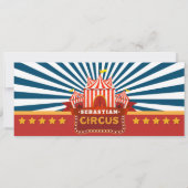 Blauwe  Circus Ticket Intrance First Birthday Kaart (Achterkant)