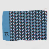 BLAUWE CIRKEL GEOMETRISCHE PATROON MONOGRAM INITIA GOLFHANDDOEK (Horizontaal)