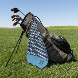 BLAUWE CIRKEL GEOMETRISCHE PATROON MONOGRAM INITIA GOLFHANDDOEK