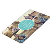 Blauwe cirkel ontwerp foto opslaan van de datum ma magneet (Linkerzijde)