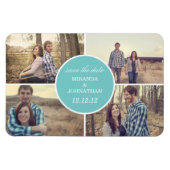 Blauwe cirkel ontwerp foto opslaan van de datum ma magneet (Horizontaal)