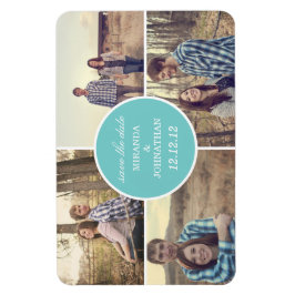 Blauwe cirkel ontwerp foto opslaan van de datum ma magneet