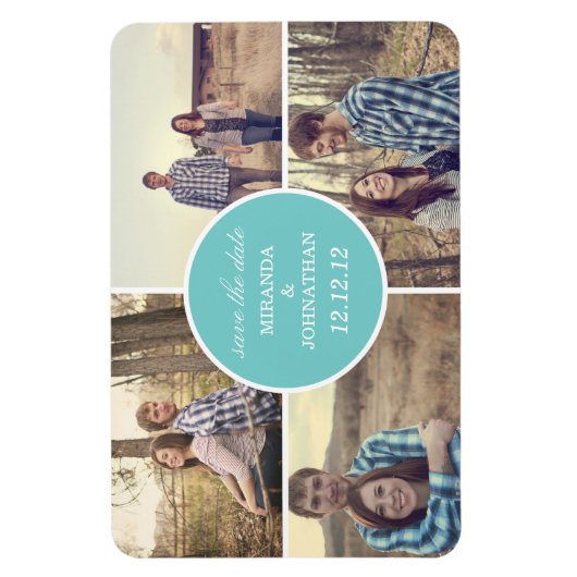 Blauwe cirkel ontwerp foto opslaan van de datum ma magneet (Verticaal)