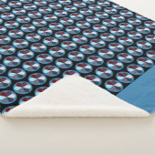 BLAUWE CIRKEL PATCHWORK BLOEMPATROON INITIALEN SHERPA DEKEN (3/4)