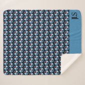 BLAUWE CIRKEL PATCHWORK BLOEMPATROON INITIALEN SHERPA DEKEN (Voorkant (horizontaal))