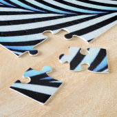 Blauwe cirkel uitdagende optische illusie legpuzzel (Zijkant)