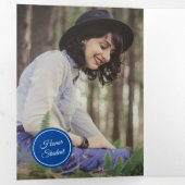 Blauwe Cirkels 5-Foto Gradiënt Drieluik Uitnodiging (Binnenzijde eerst)