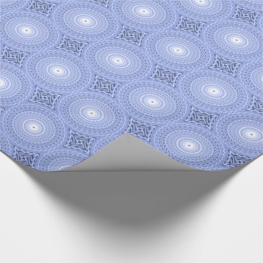 Blauwe cirkels draaien patroon cadeaupapier (Hoek)