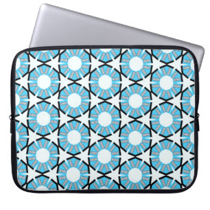 Blauwe cirkels en sterrenpatroon laptop sleeve