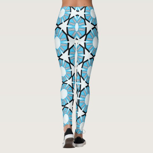 Blauwe cirkels en sterrenpatroon leggings (Achterkant)