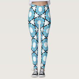 Blauwe cirkels en sterrenpatroon leggings