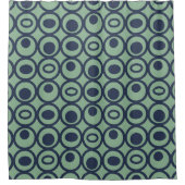 Blauwe cirkels in cirkels douchegordijn (Voorkant)