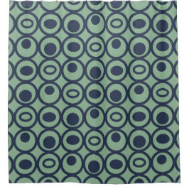 Blauwe cirkels in cirkels douchegordijn