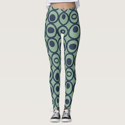 Blauwe cirkels in cirkels leggings (Voorkant)