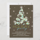 Blauwe cirkels met kerstboomvakantie kaart (Voorkant)