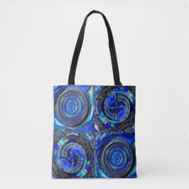 Blauwe cirkels mozaïek tote bag
